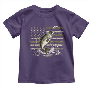 Camouflage American Flag Trout Fishing Toddler T Shirt Patriotic Saltwater Angler Gift Sea Fishing Lovers
