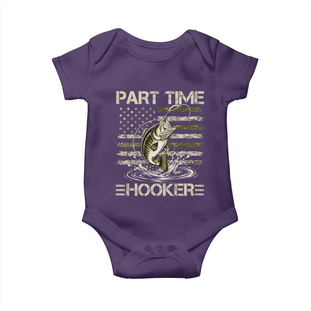 Part Time Hooker Baby Onesie Retro Funny Fishing Camouflage Camo US Flag