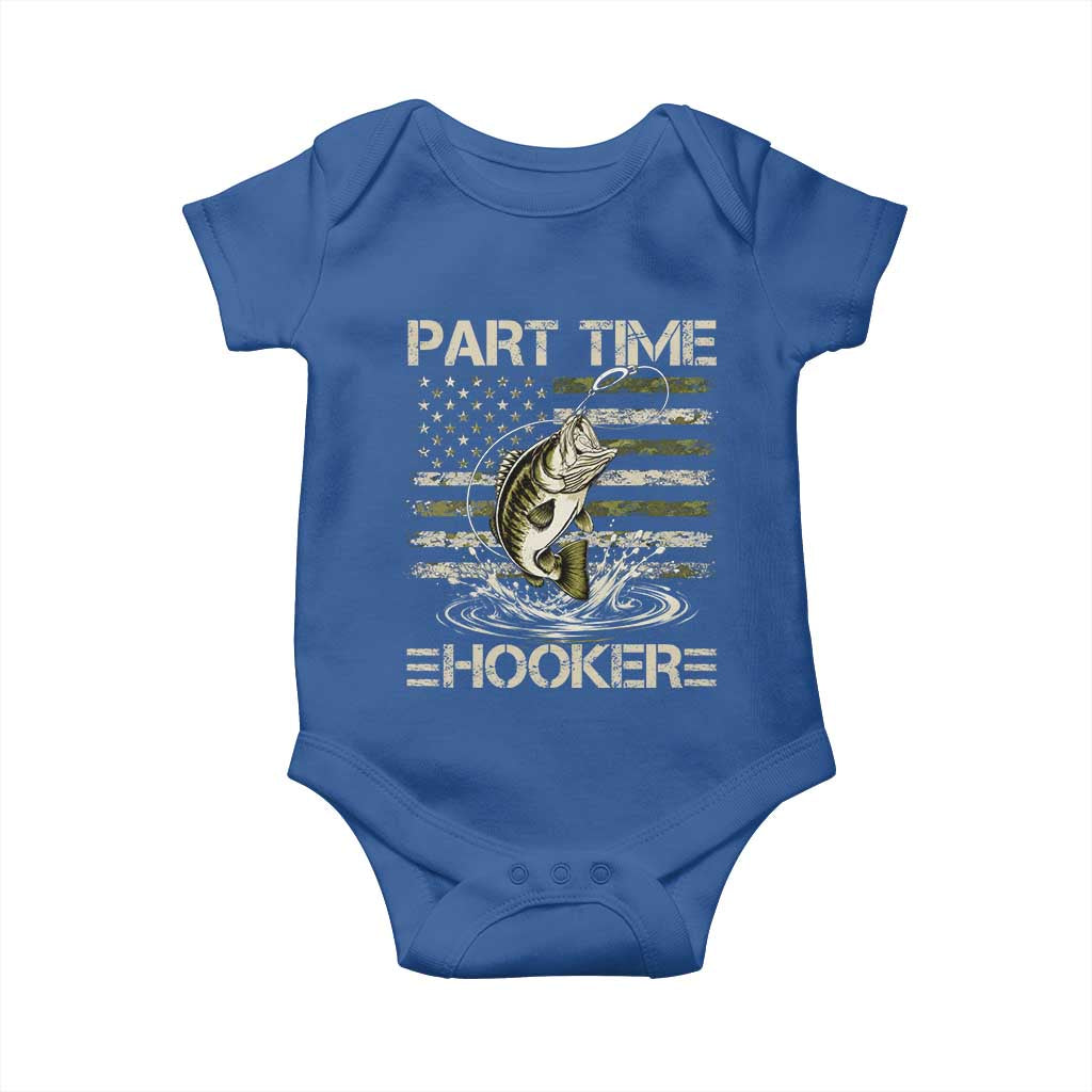 Part Time Hooker Baby Onesie Retro Funny Fishing Camouflage Camo US Flag
