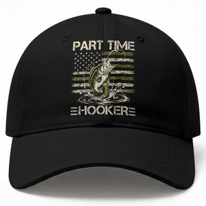 Part Time Hooker Baseball Cap Retro Funny Fishing Camouflage Camo US Flag