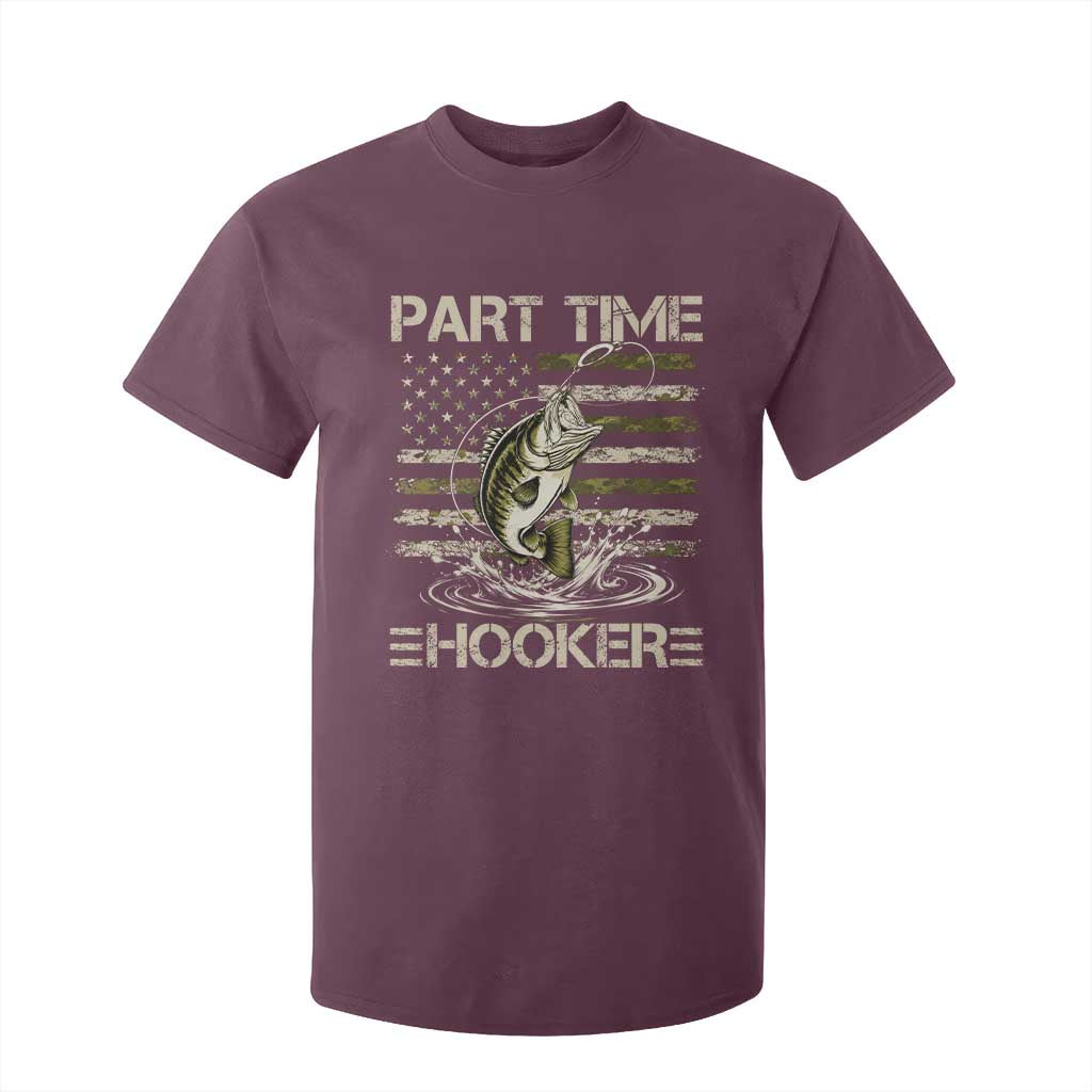 Part Time Hooker T Shirt For Kid Retro Funny Fishing Camouflage Camo US Flag