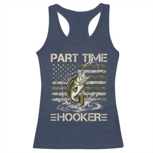 Part Time Hooker Racerback Tank Top Retro Funny Fishing Camouflage Camo US Flag