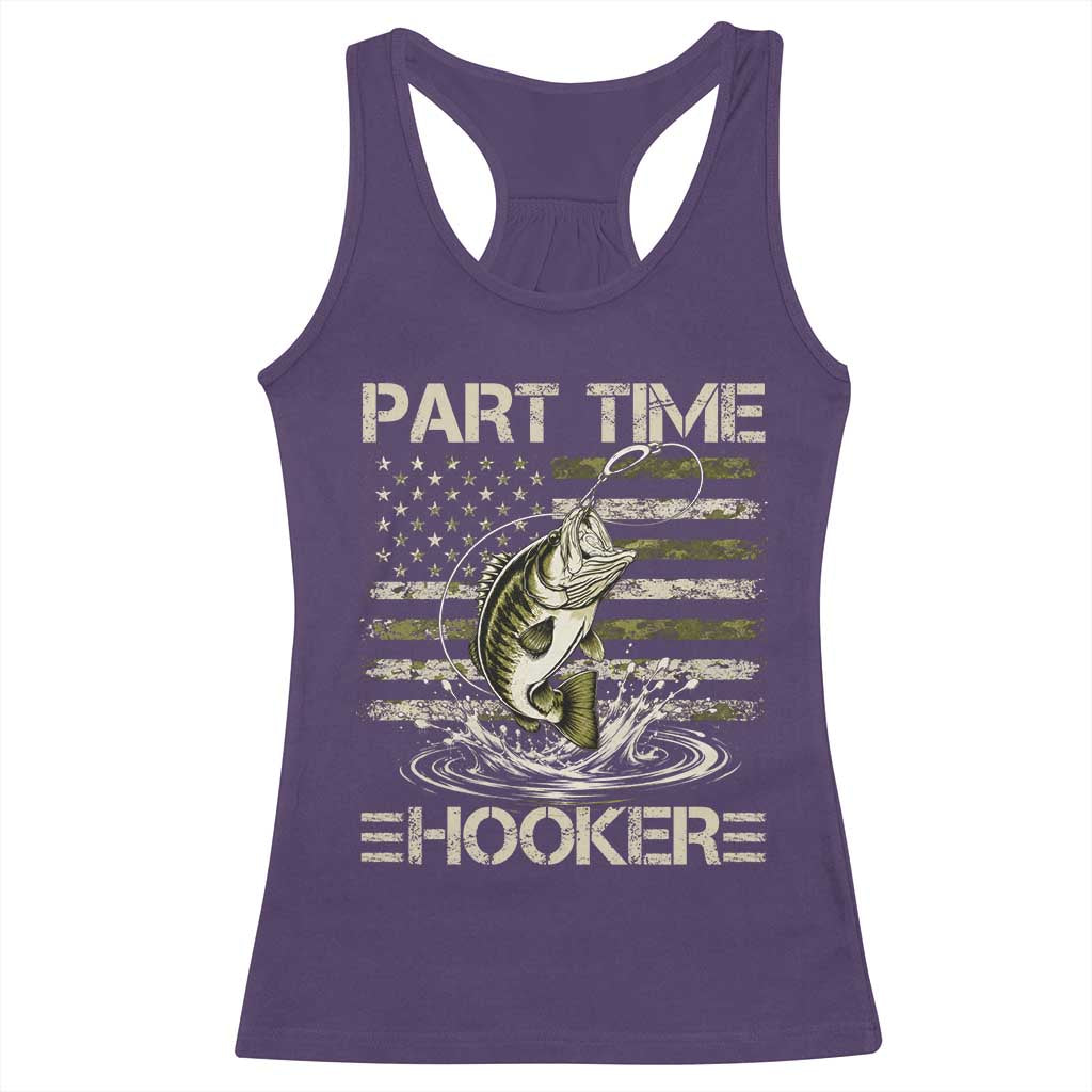 Part Time Hooker Racerback Tank Top Retro Funny Fishing Camouflage Camo US Flag