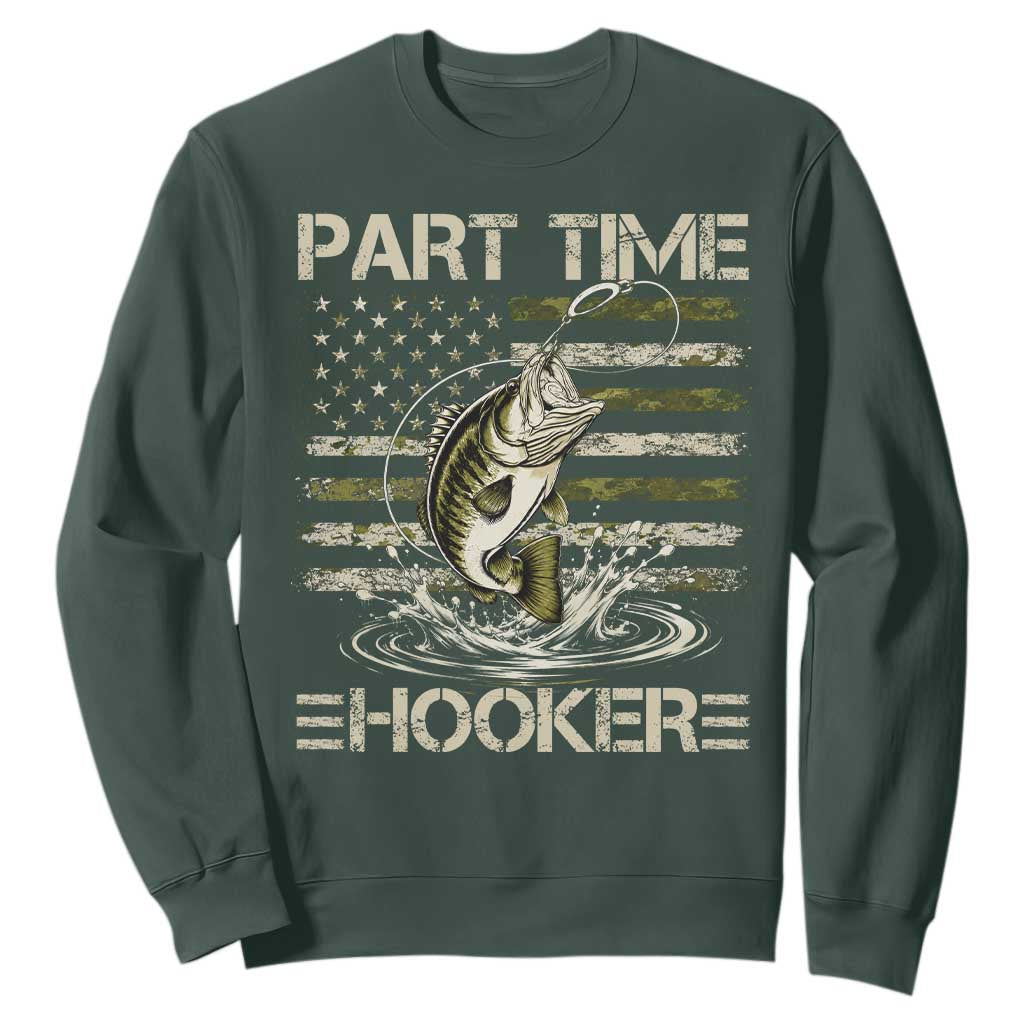 Part Time Hooker Sweatshirt Retro Funny Fishing Camouflage Camo US Flag