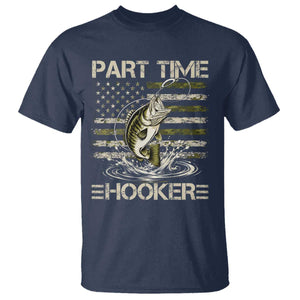 Part Time Hooker T Shirt Retro Funny Fishing Camouflage Camo US Flag