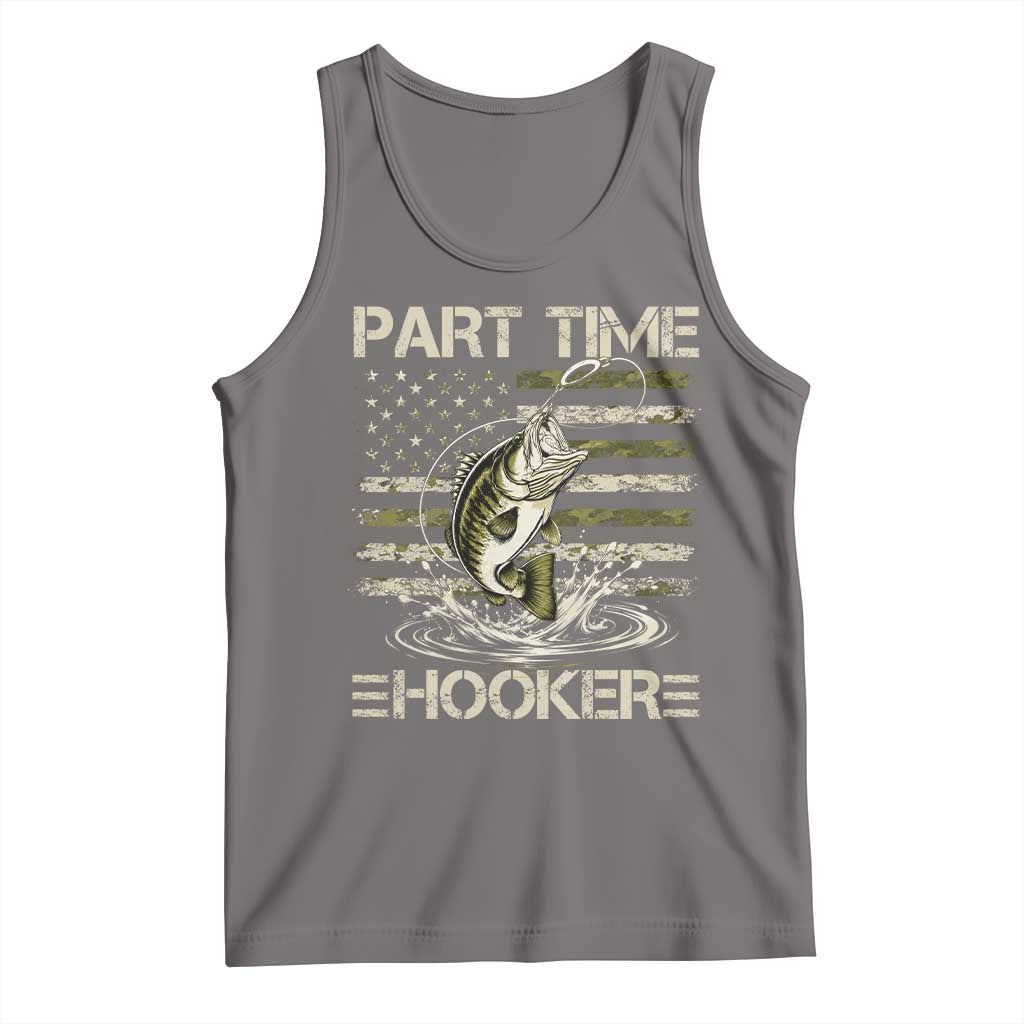 Part Time Hooker Tank Top Retro Funny Fishing Camouflage Camo US Flag