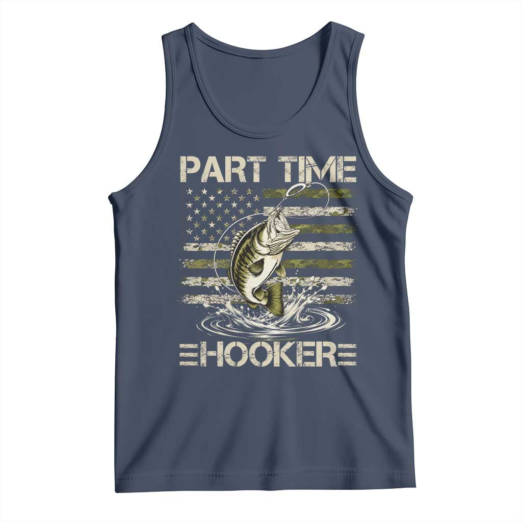 Part Time Hooker Tank Top Retro Funny Fishing Camouflage Camo US Flag