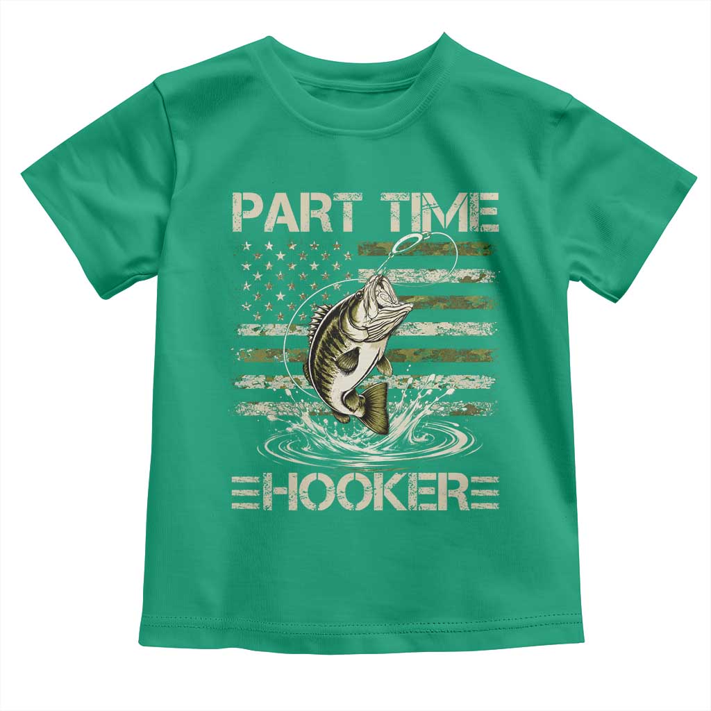 Part Time Hooker Toddler T Shirt Retro Funny Fishing Camouflage Camo US Flag