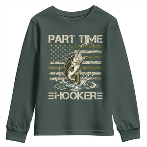 Part Time Hooker Youth Sweatshirt Retro Funny Fishing Camouflage Camo US Flag