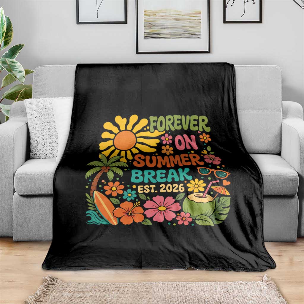 Retired Teacher Gift Throw Blanket Forever On Summer Break Retirement 2026 Vintage Flower Graphic TS10 Print Your Wear