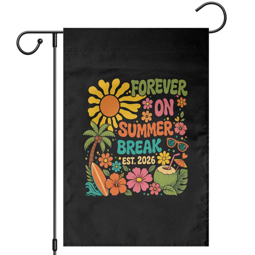 Retired Teacher Gift Garden Flag Forever On Summer Break Retirement 2026 Vintage Flower Graphic TS10 Black Print Your Wear