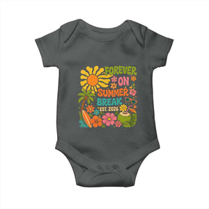 Retired Teacher Gift Baby Onesie Forever On Summer Break Retirement 2026 Vintage Flower Graphic TS10 Dark Heather Print Your Wear