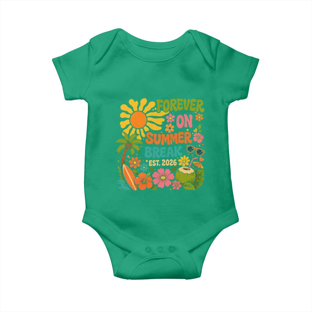 Retired Teacher Gift Baby Onesie Forever On Summer Break Retirement 2026 Vintage Flower Graphic TS10 Irish Green Print Your Wear