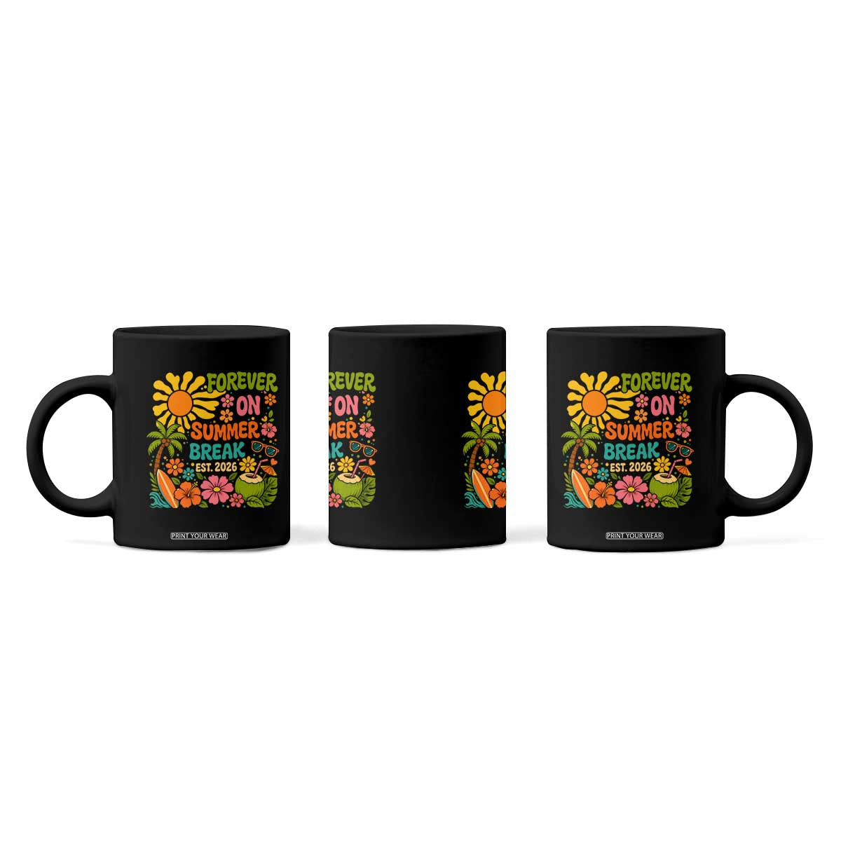 Retired Teacher Gift Coffee Mug Forever On Summer Break Retirement 2026 Vintage Flower Graphic TS10 Print Your Wear