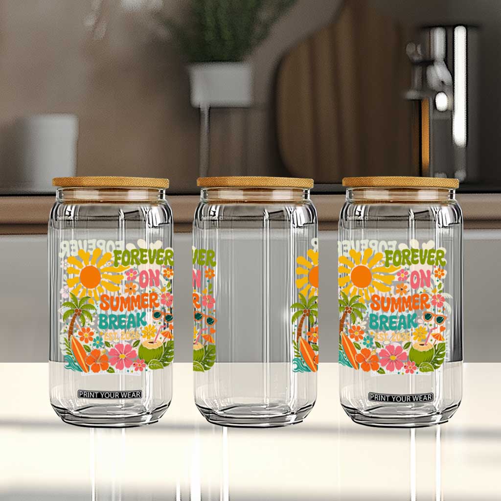 Retired Teacher Gift Glass Can Forever On Summer Break Retirement 2026 Vintage Flower Graphic TS10 Print Your Wear