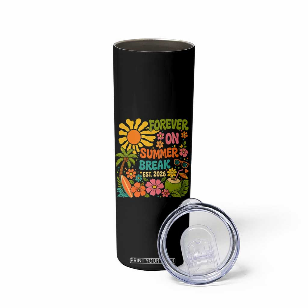 Retired Teacher Gift Skinny Tumbler Forever On Summer Break Retirement 2026 Vintage Flower Graphic TS10 Print Your Wear