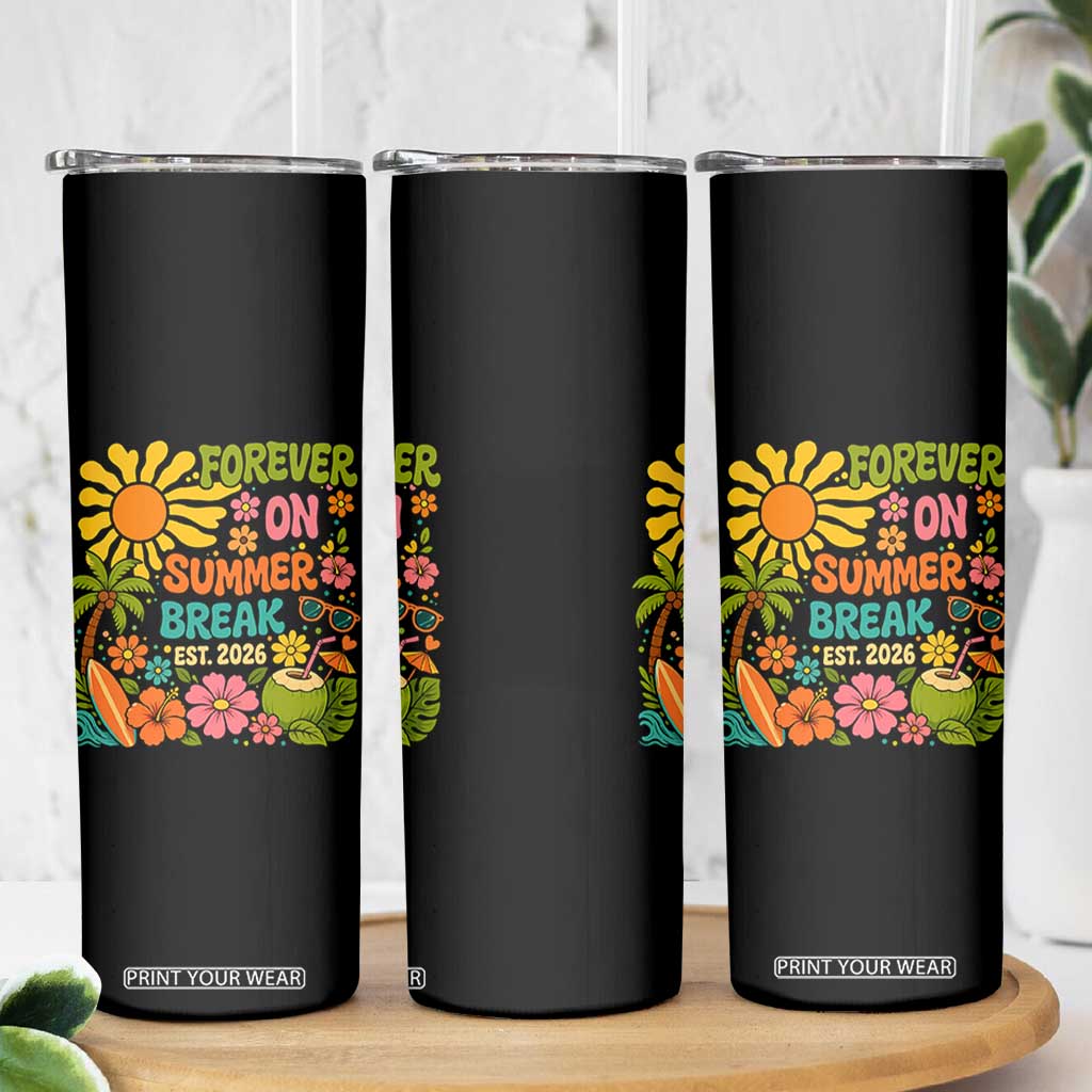 Retired Teacher Gift Skinny Tumbler Forever On Summer Break Retirement 2026 Vintage Flower Graphic TS10 Print Your Wear