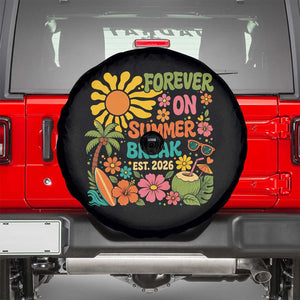 Retired Teacher Gift Spare Tire Cover Forever On Summer Break Retirement 2026 Vintage Flower Graphic TS10 Black Print Your Wear