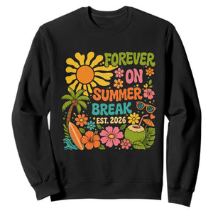 Retired Teacher Gift Sweatshirt Forever On Summer Break Retirement 2026 Vintage Flower Graphic TS10 Black Print Your Wear