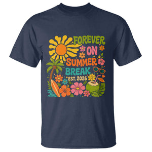 Retired Teacher Gift T Shirt Forever On Summer Break Retirement 2026 Vintage Flower Graphic TS10 Navy Print Your Wear