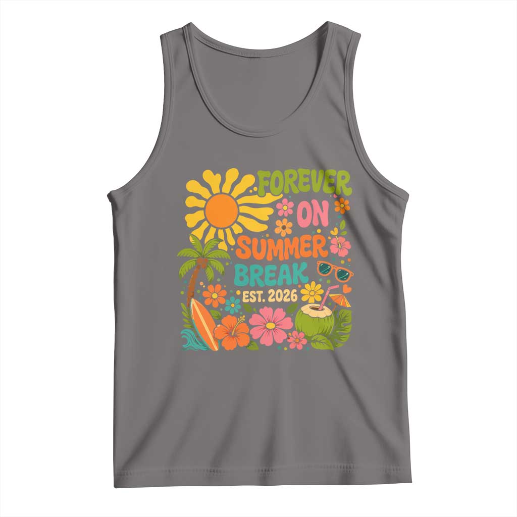 Retired Teacher Gift Tank Top Forever On Summer Break Retirement 2026 Vintage Flower Graphic TS10 Deep Heather Print Your Wear