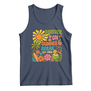 Retired Teacher Gift Tank Top Forever On Summer Break Retirement 2026 Vintage Flower Graphic TS10 Navy Print Your Wear