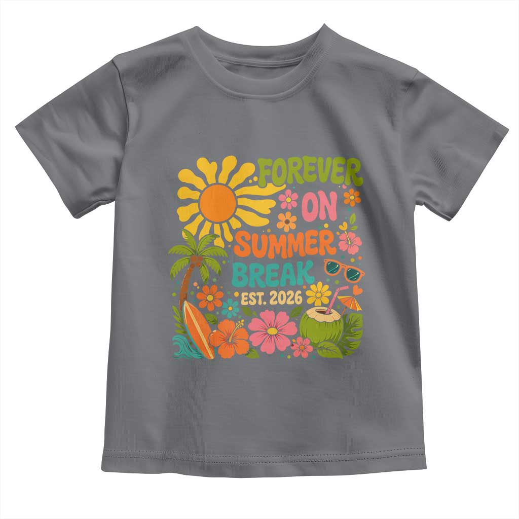 Retired Teacher Gift Toddler T Shirt Forever On Summer Break Retirement 2026 Vintage Flower Graphic TS10 Charcoal Print Your Wear