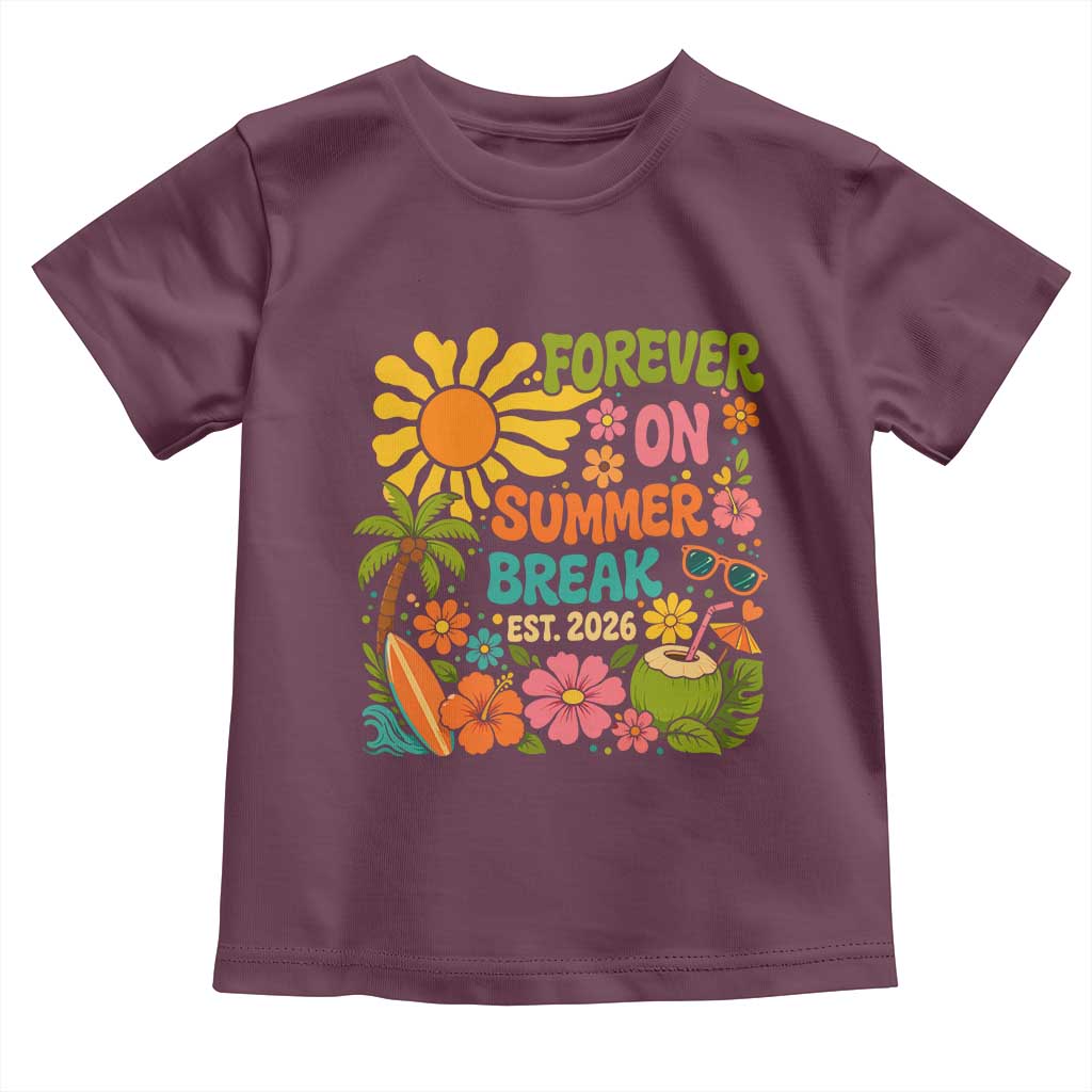 Retired Teacher Gift Toddler T Shirt Forever On Summer Break Retirement 2026 Vintage Flower Graphic TS10 Maroon Print Your Wear