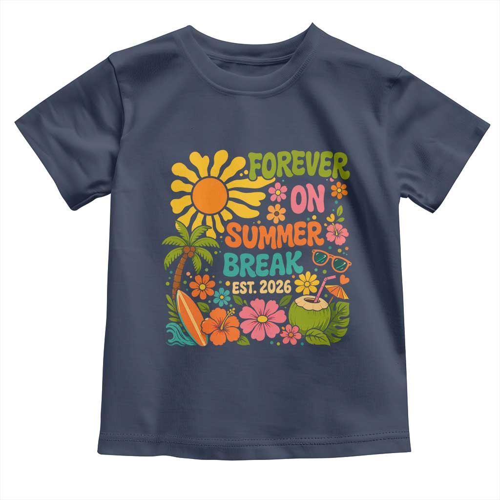 Retired Teacher Gift Toddler T Shirt Forever On Summer Break Retirement 2026 Vintage Flower Graphic TS10 Navy Print Your Wear