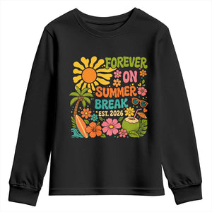 Retired Teacher Gift Youth Sweatshirt Forever On Summer Break Retirement 2026 Vintage Flower Graphic TS10 Black Print Your Wear