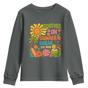 Retired Teacher Gift Youth Sweatshirt Forever On Summer Break Retirement 2026 Vintage Flower Graphic TS10 Dark Heather Print Your Wear