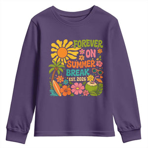 Retired Teacher Gift Youth Sweatshirt Forever On Summer Break Retirement 2026 Vintage Flower Graphic TS10 Purple Print Your Wear