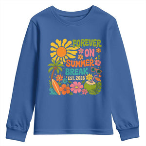 Retired Teacher Gift Youth Sweatshirt Forever On Summer Break Retirement 2026 Vintage Flower Graphic TS10 Royal Blue Print Your Wear