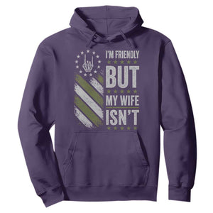 Im Friendly But My Wife Isnt Funny Husband Hoodie Vintage American Flag