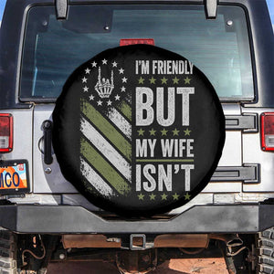 Im Friendly But My Wife Isnt Funny Husband Spare Tire Cover Vintage American Flag