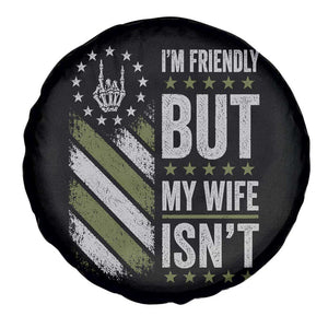 Im Friendly But My Wife Isnt Funny Husband Spare Tire Cover Vintage American Flag