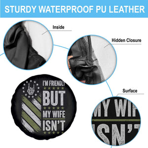 Im Friendly But My Wife Isnt Funny Husband Spare Tire Cover Vintage American Flag
