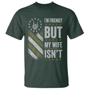 Im Friendly But My Wife Isnt Funny Husband T Shirt Vintage American Flag