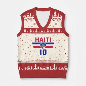 Haiti Haitian Flag V-Neck Knit Sweater Vest Proud Haitienne Cheer Country Favorite Spirit Game Caribbean Souvenir