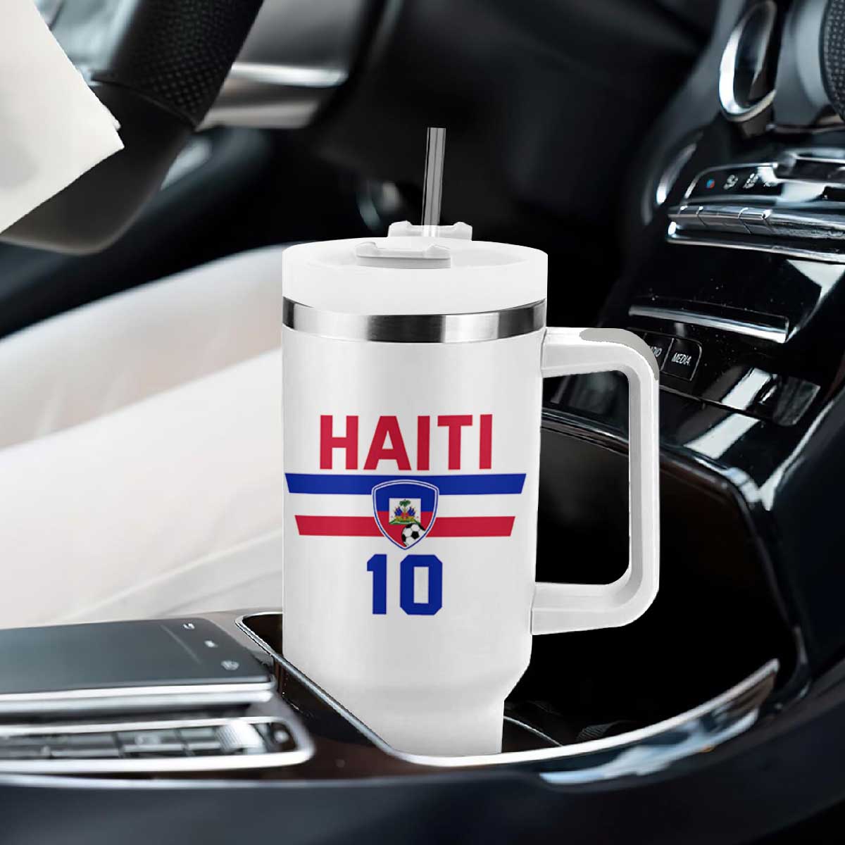 Haiti Haitian Flag Tumbler With Handle Proud Haitienne Cheer Country Favorite Spirit Game Caribbean Souvenir