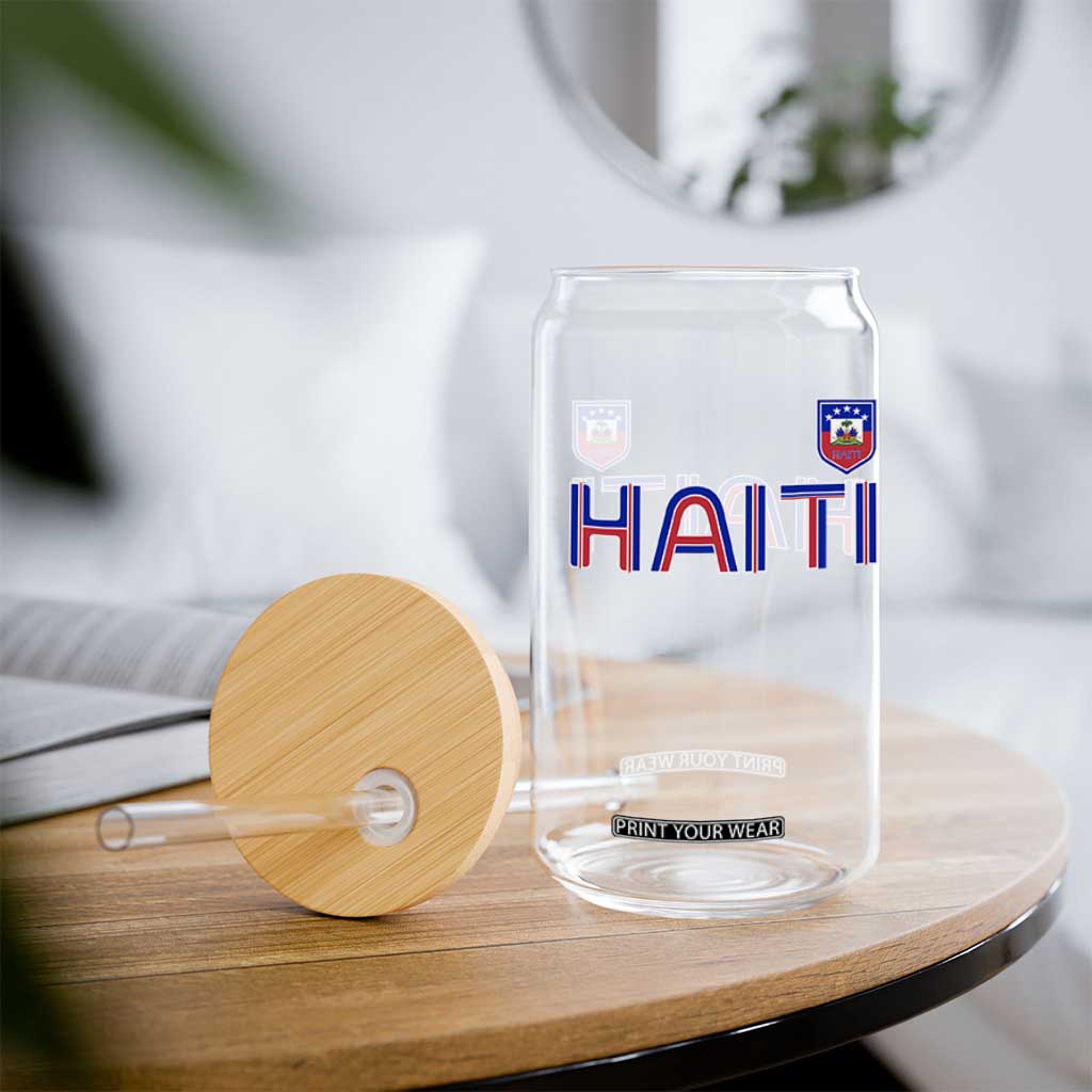 Haiti Flag Crest Glass Can Haitian Pride National Heritage Patriotic Graphic