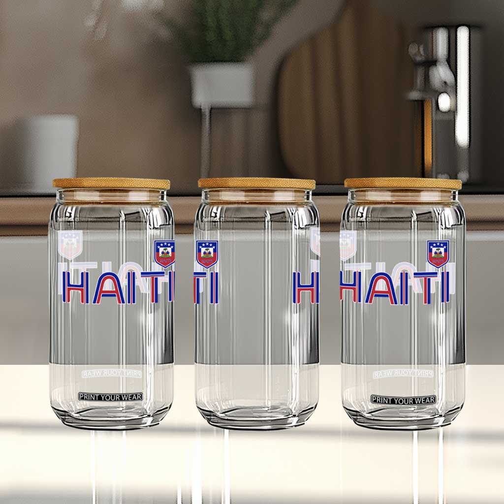 Haiti Flag Crest Glass Can Haitian Pride National Heritage Patriotic Graphic