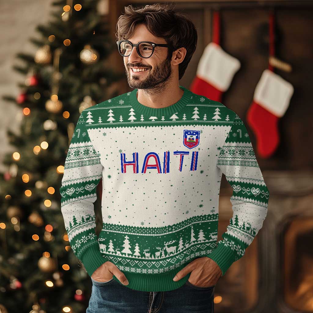 Haiti Flag Crest Ugly Christmas Sweater Haitian Pride National Heritage Patriotic Graphic