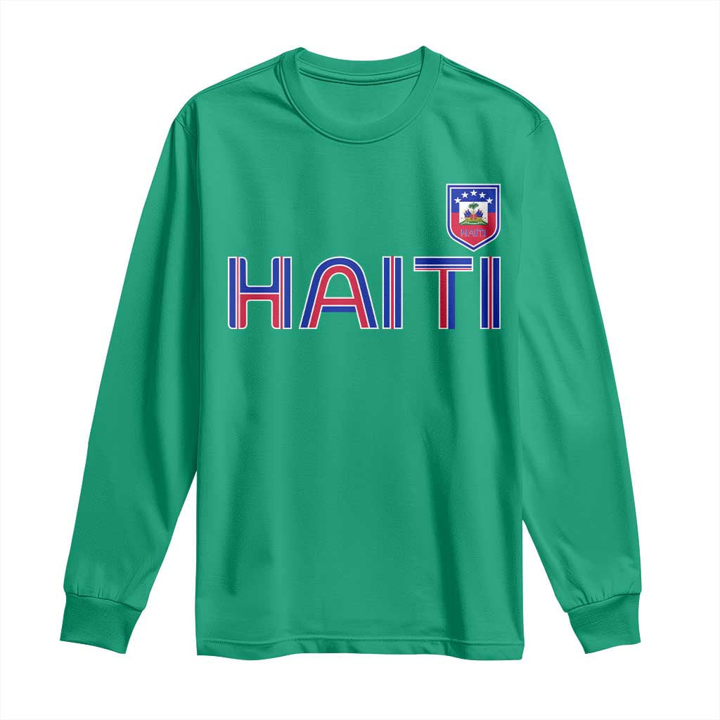 Haiti Flag Crest Long Sleeve Shirt Haitian Pride National Heritage Patriotic Graphic