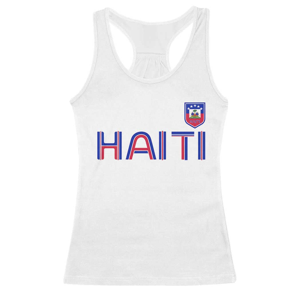 Haiti Flag Crest Racerback Tank Top Haitian Pride National Heritage Patriotic Graphic TS10 White Print Your Wear