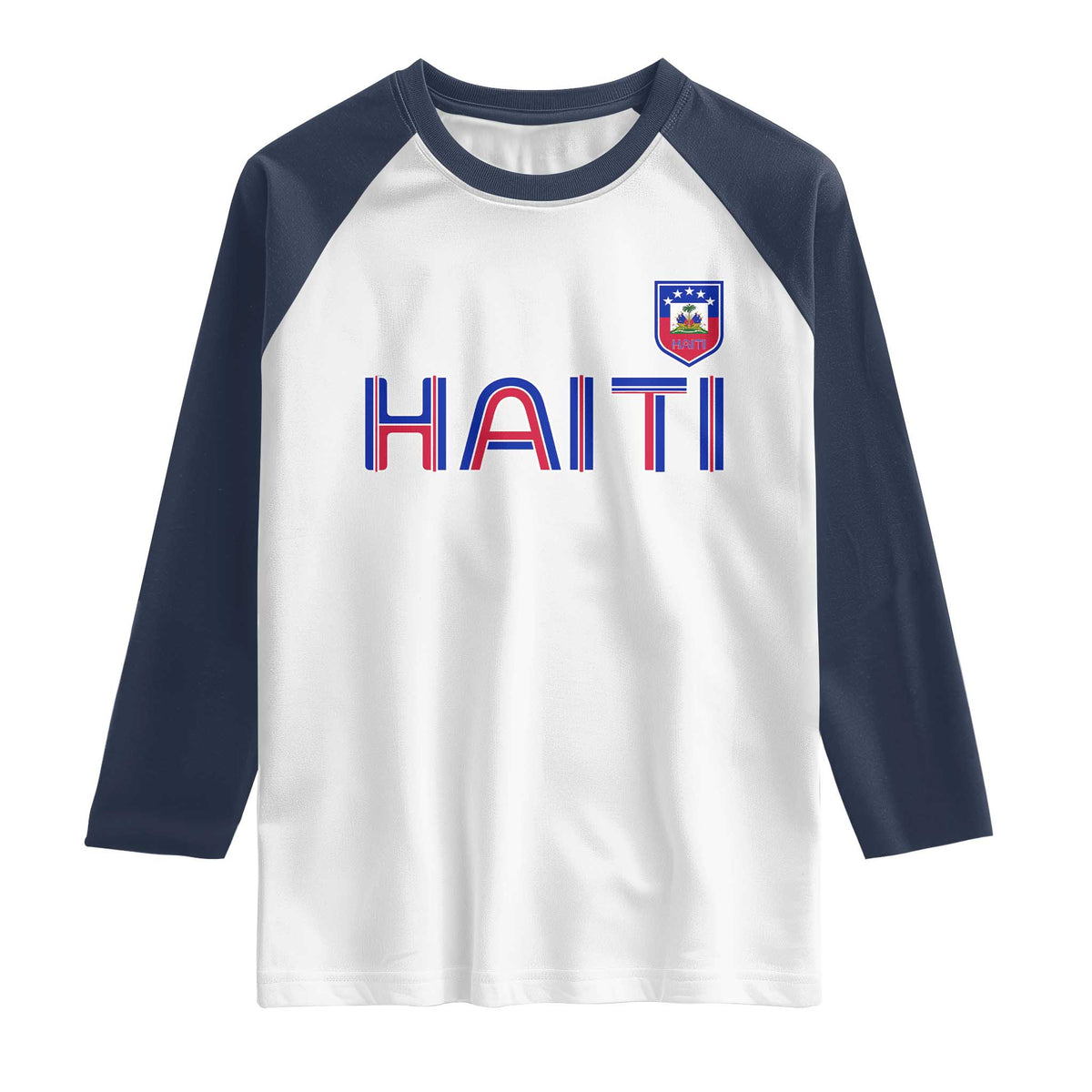 Haiti Flag Crest Raglan Shirt Haitian Pride National Heritage Patriotic Graphic