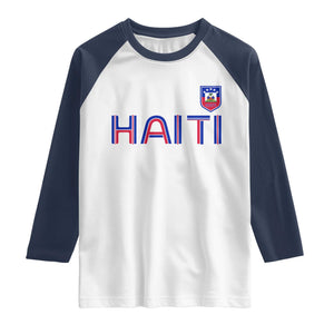 Haiti Flag Crest Raglan Shirt Haitian Pride National Heritage Patriotic Graphic