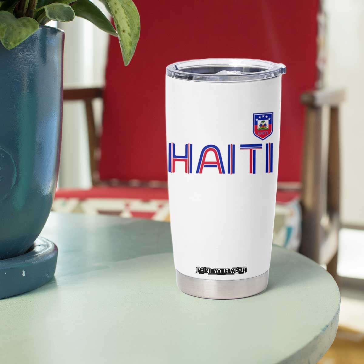 Haiti Flag Crest Tumbler Cup Haitian Pride National Heritage Patriotic Graphic