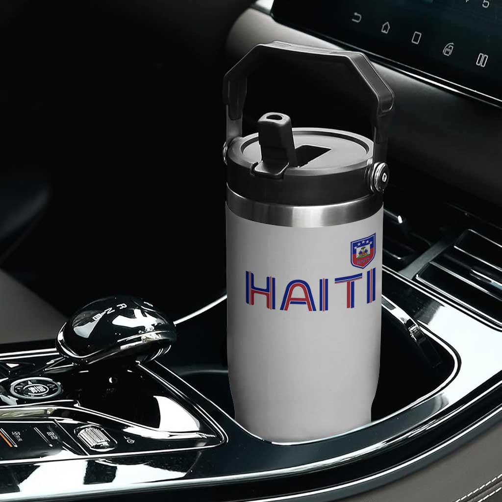 Haiti Flag Crest Flip Straw Tumbler Haitian Pride National Heritage Patriotic Graphic