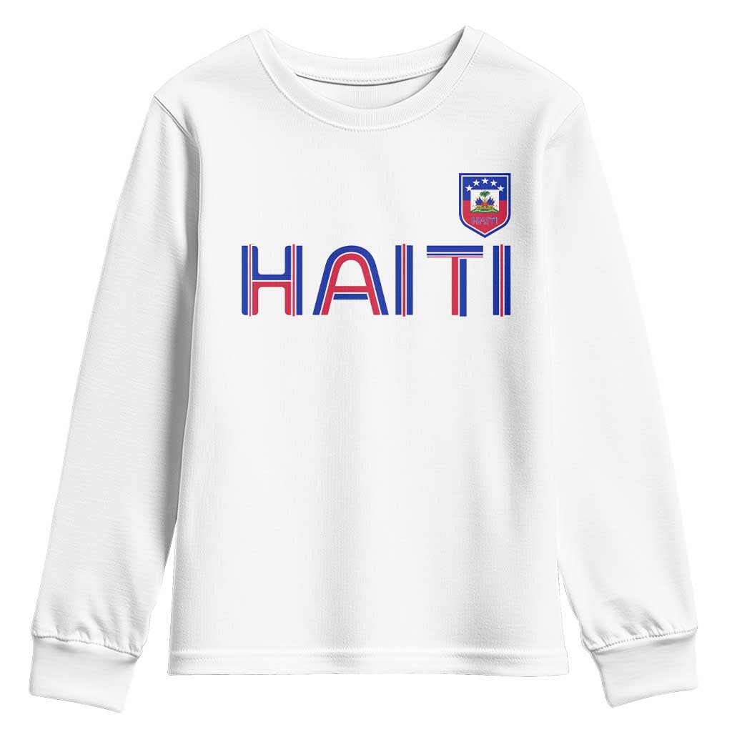 Haiti Flag Crest Youth Sweatshirt Haitian Pride National Heritage Patriotic Graphic TS10 White Print Your Wear